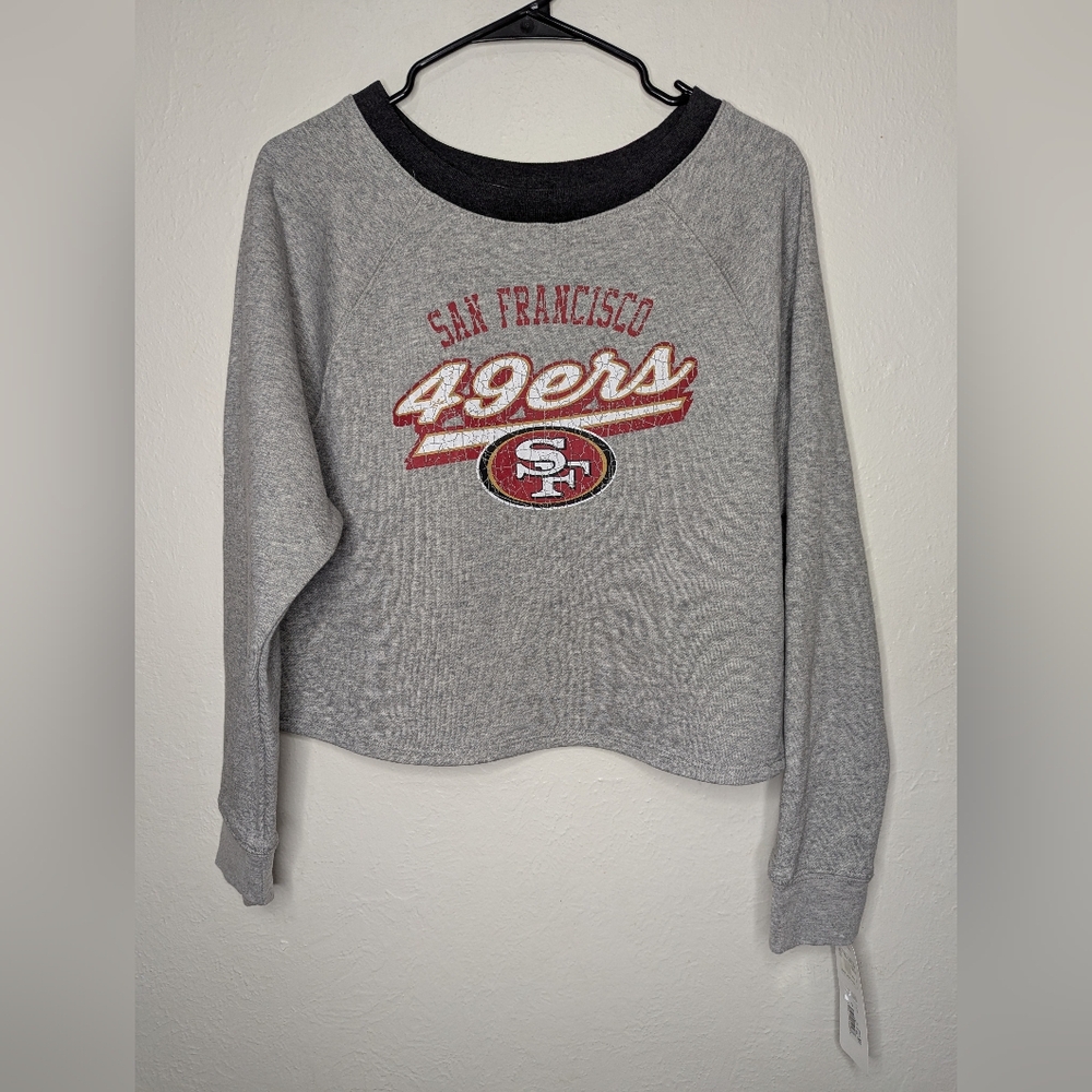 NWT Girls NFL San Francisco 49ers Crewneck Pullover Sweatshirt Size L 10/12